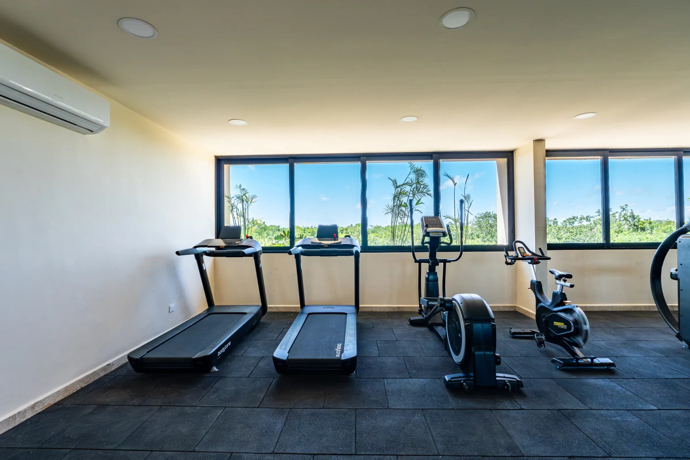 Gimnasio de Peregrina con vista a la selva